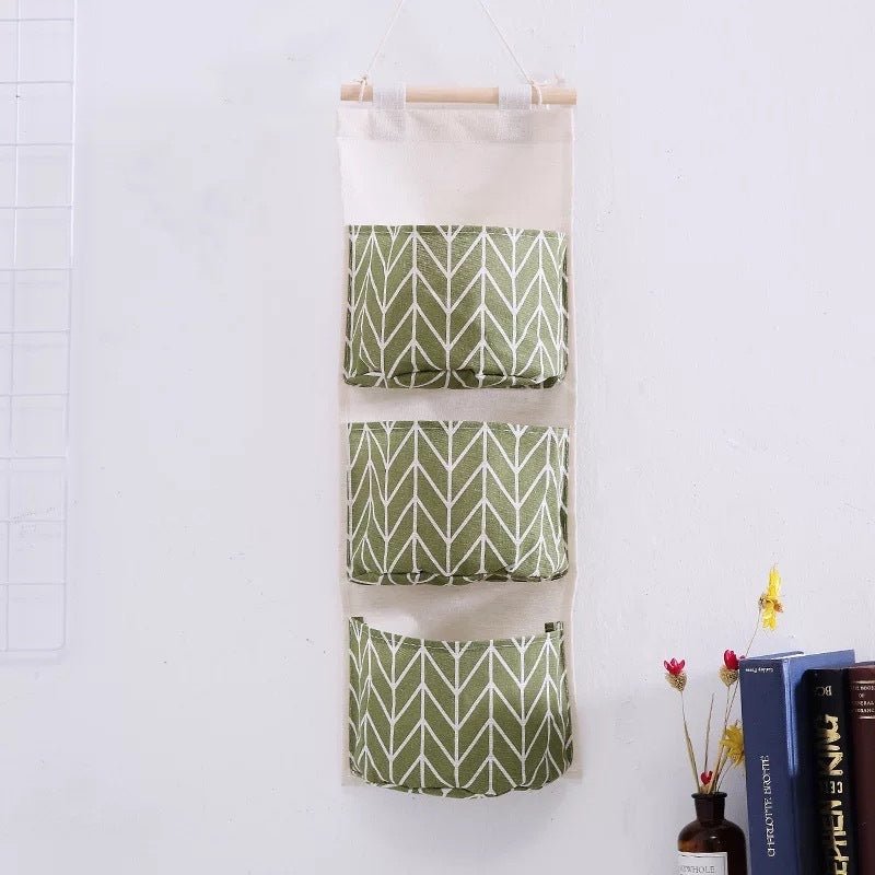 Three - layer cotton and linen storage bag, back door storage bag, simple market hanging bag - Milo